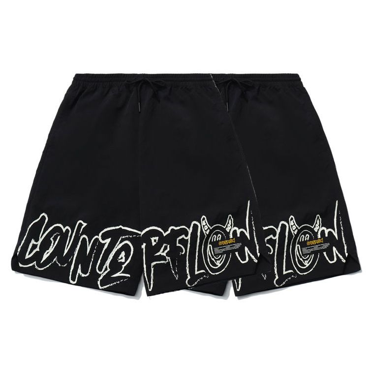Li Ning Sports Fashion Series CF Cool Letter Print Sports Shorts Men Shorts Black AKSR469-1