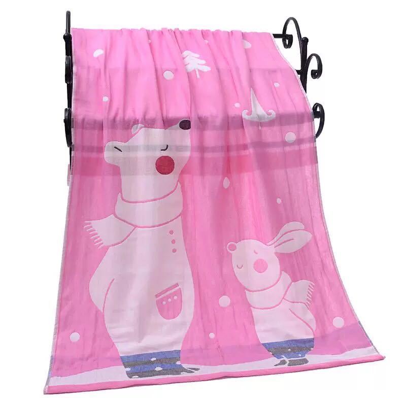 Банное полотенце из марли для взрослых, пляжное полотенце, диванное одеяло, одеяло из чистого хлопка, мультяшное, для ванной, дома, четыре сезона, двухстороннее, 70x140 см