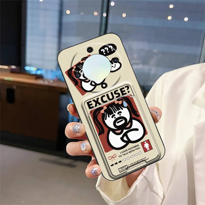 Противоударная задняя крышка Чехол для телефона для Honor X9a 5G/Magic5 Lite Слот для карт Грязеотталкивающий Защитный силиконовый Кармашек для карт Милый