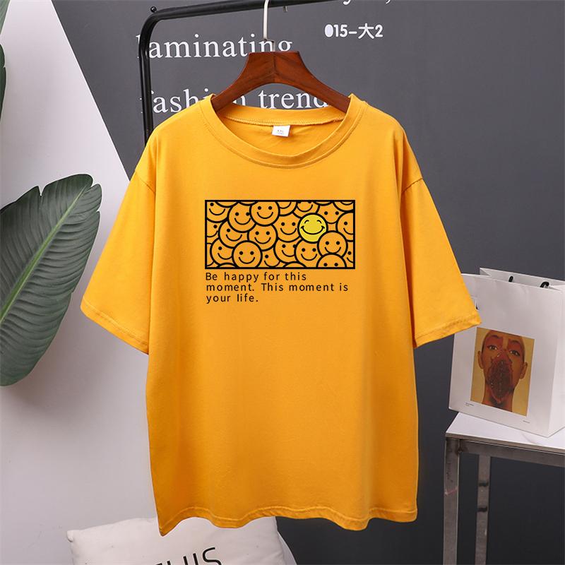 Футболка Harajuku с улыбающейся графикой, летние женские футболки больших размеров с короткими рукавами, женские топы
