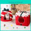 Christmas Theme Pet Cat Dog Bed Puppy Kitten Cozy Sleeping Nest Plush House Cave