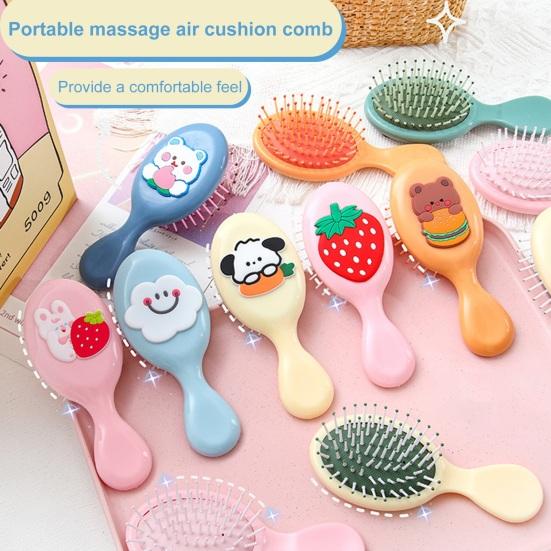 Мини-щетка для волос для девочек, мягкая щетина, массаж кожи головы, портативная расческа для распутывания волос с мультяшными овощами и животными, детские парикмахерские инструменты на день рождения