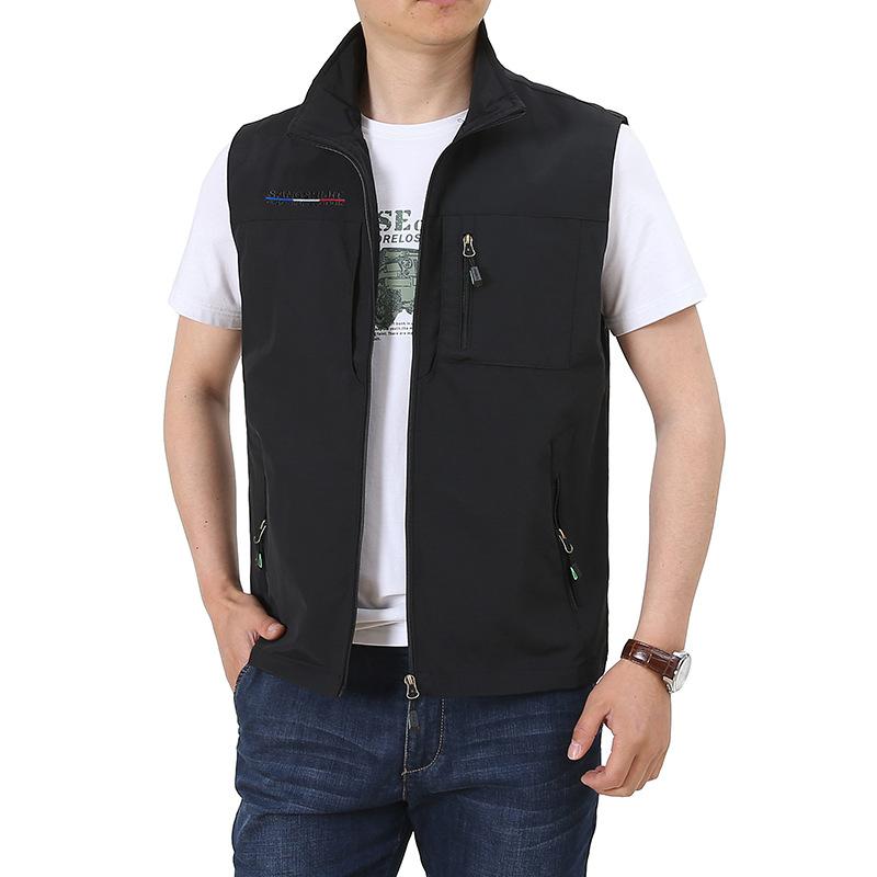 Spring and Autumn New Casual Vest Men's Outdoor Stand Collar Fishing Photography Thin Workwear Waistcoat Vest Jacket