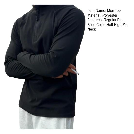 Мужская футболка с длинным рукавом, зимняя осенняя однотонная толстовка с полувысоким воротником-молнией, повседневные мужские топы для занятий спортом, повседневная одежда