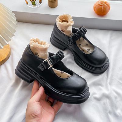 2024 Туфли в стиле Лолиты, японские туфли на платформе и высоком каблуке, черные туфли на высоком каблуке, 2024 женские туфли-лодочки с круглым носком, туфли Мэри Джейн из искусственной кожи для женщин