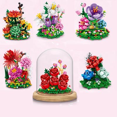 2022 креативные бессмертные цветы, сочные растения, строительные блоки, модель кирпича, детские игрушки, совместимые с Lego