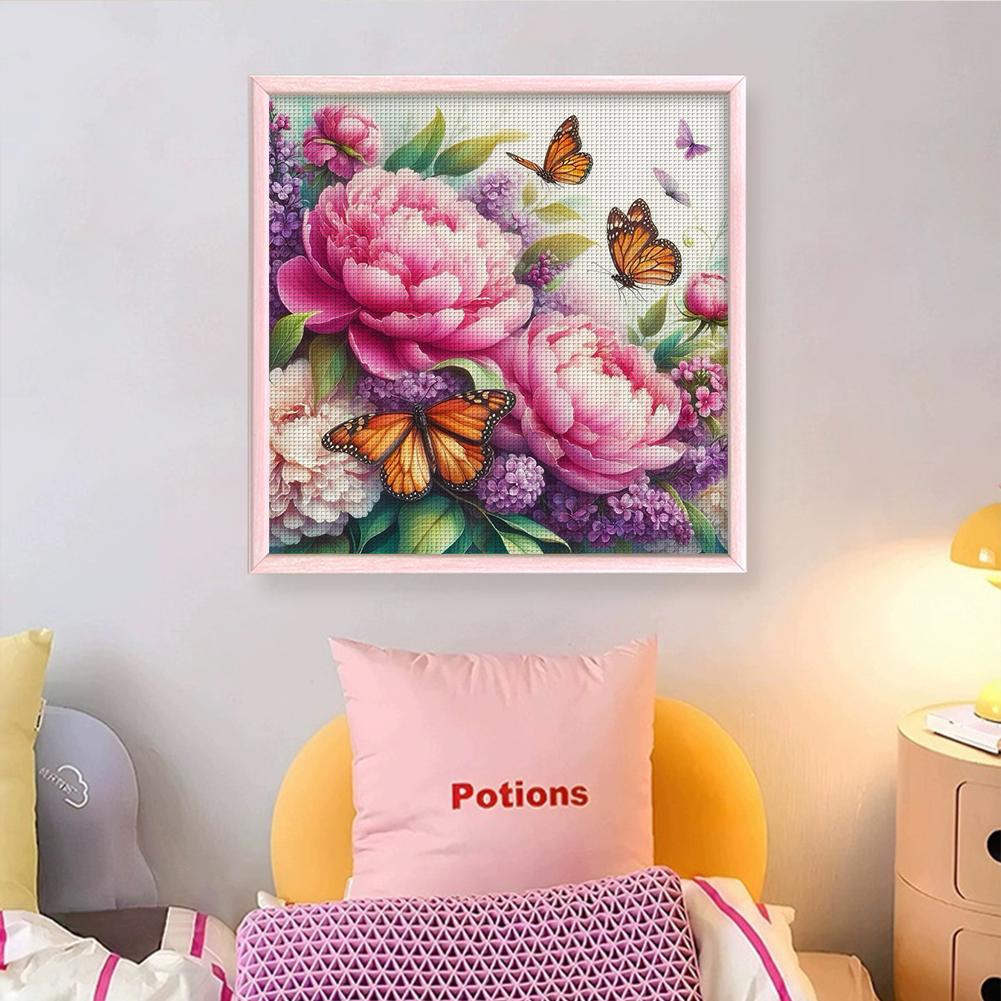 T0# Полная вышивка Эко-хлопковая нить 11CT Печатный цветок Набор для вышивки крестом Искусство