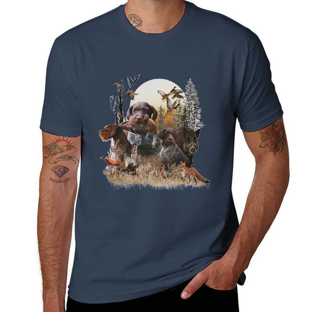 German Wirehaired Pointers Always Ready To Hunt Tshirt Antipilling Casual Tshirt