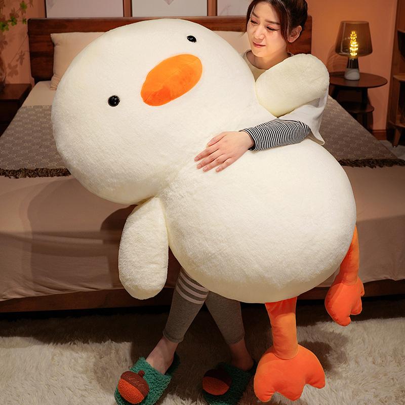 Giant Princess Duck Plushie Soft Sleeping Duck Hug Pillow Cushion For Kids Birthday Gift Orange Sleepy Head White Duck