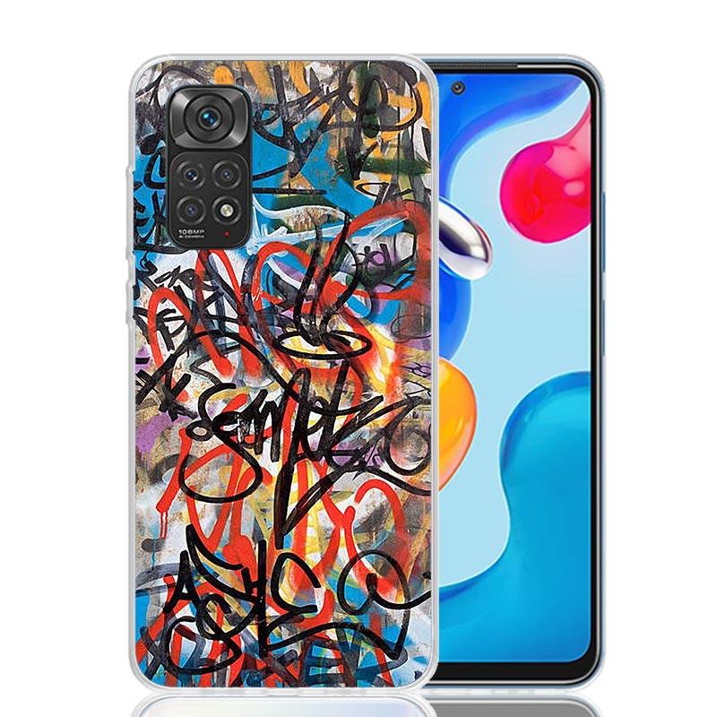 Graffiti Fashion Cool Phone Case For Xiaomi Redmi Note 15 14 13 12S 12 Pro Plus 11S 11E 11 11T 10S 10 Art Soft Pattern Cover Red