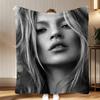 fashion icon Kate Ann Moss Throw Soft Coral Fleece Blanket 310gsm Fluffy Warm Throw for Sofa Bed Couch Bedroom Decor