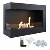 Wall Mounted Bioethanol Fireplace DELTA TÜV 70 Left-sided with Decorative Stones Set