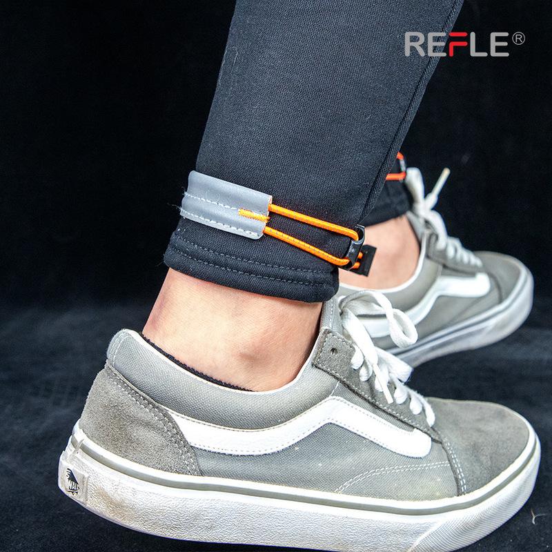 Refle Reflective Elastic Cycling Pant Leg Straps Adjustable Safety Ankle Bands For Road Mountain Bike Riders Night Riding
