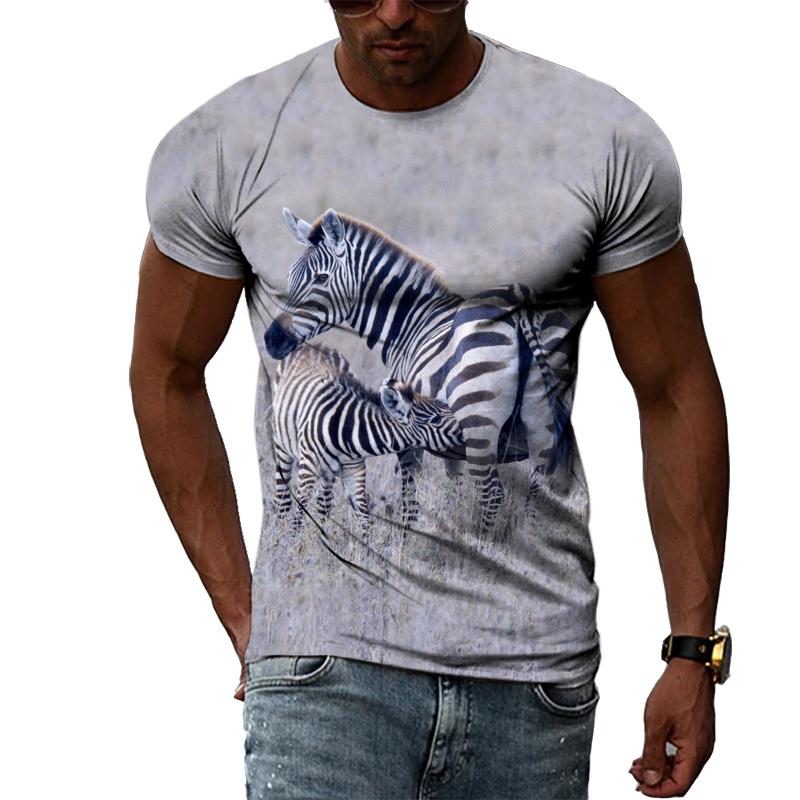 Летняя мужская оригинальная футболка с принтом зебры и 3D модными повседневными индивидуальными футболками с круглым вырезом и рисунком, футболки в стиле Харадзюку в стиле хип-хоп