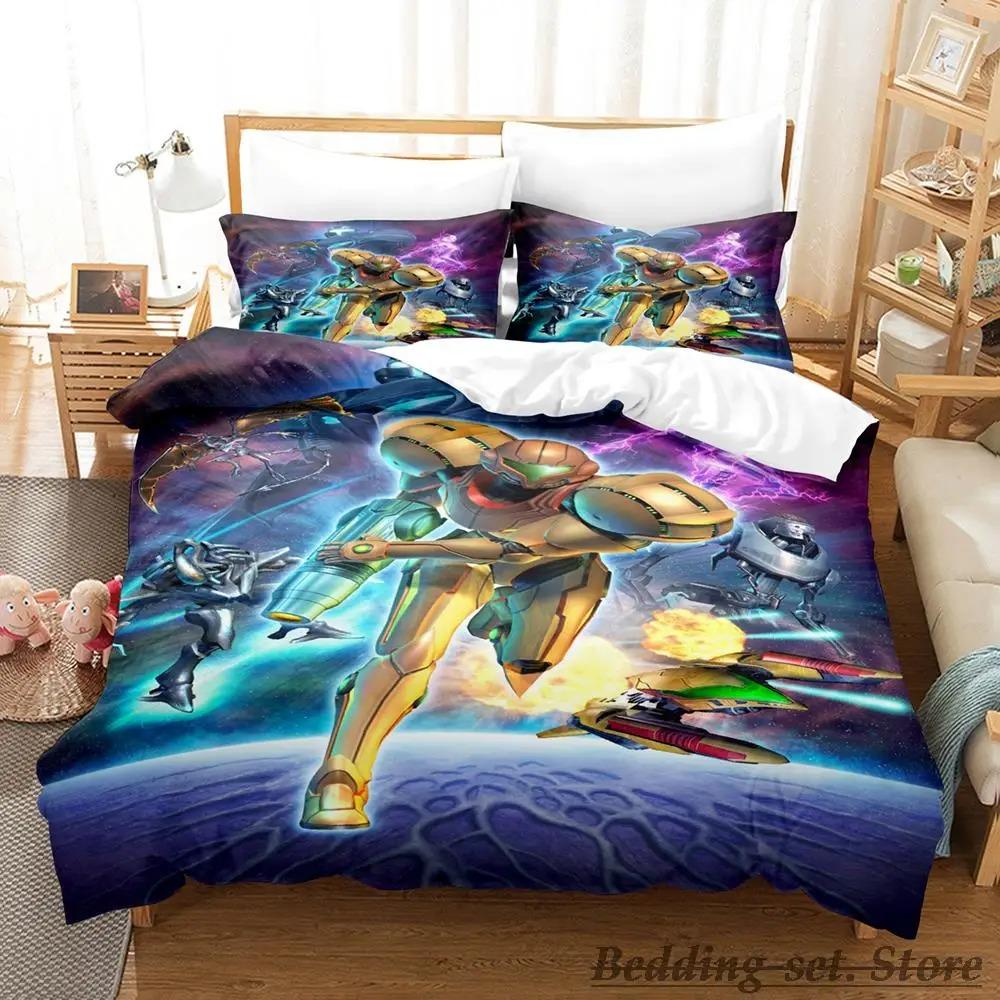 Metroid Prime Bedding Set Single Twin Full Queen King Size Bed Set Adult Kid Bedroom Duvetcover Sets Game Parure de lit Bed