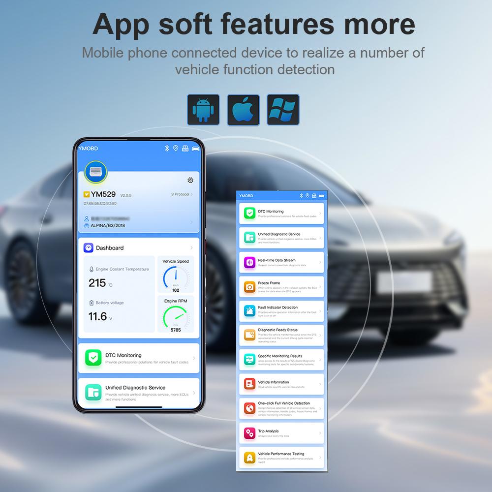 OBD2 сканер Профессиональный автомобильный диагностический сканер OBD2 считыватель кодов двигателя Проверка и оценка срока службы батареи