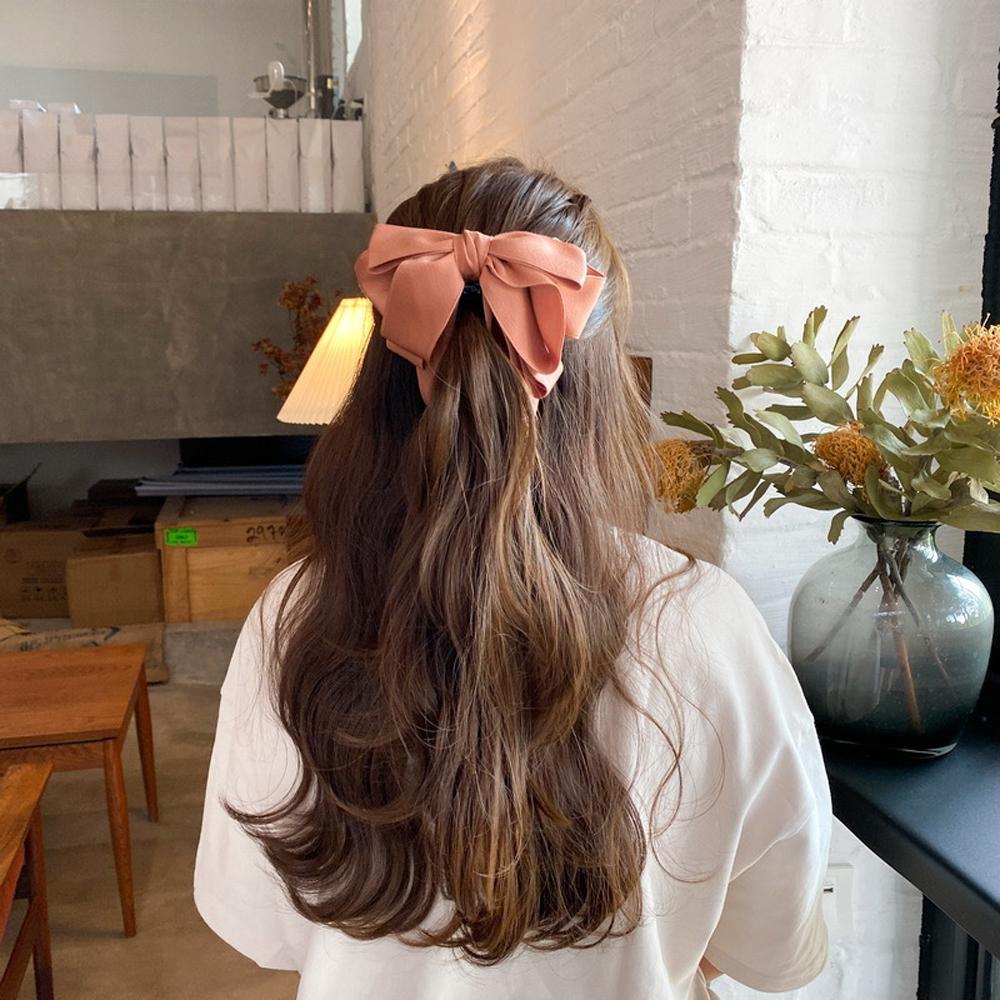 Hair Accessories Sweet Korean Women Girls Ponytail Holder Bow Hairpin Banana Clip Vertical Clip