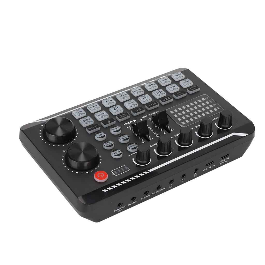 F998 Live Sound Card 16 Bits 44.1KHz Dual Channel Multifunctional Sound Mixer for Computers Mobile Phones