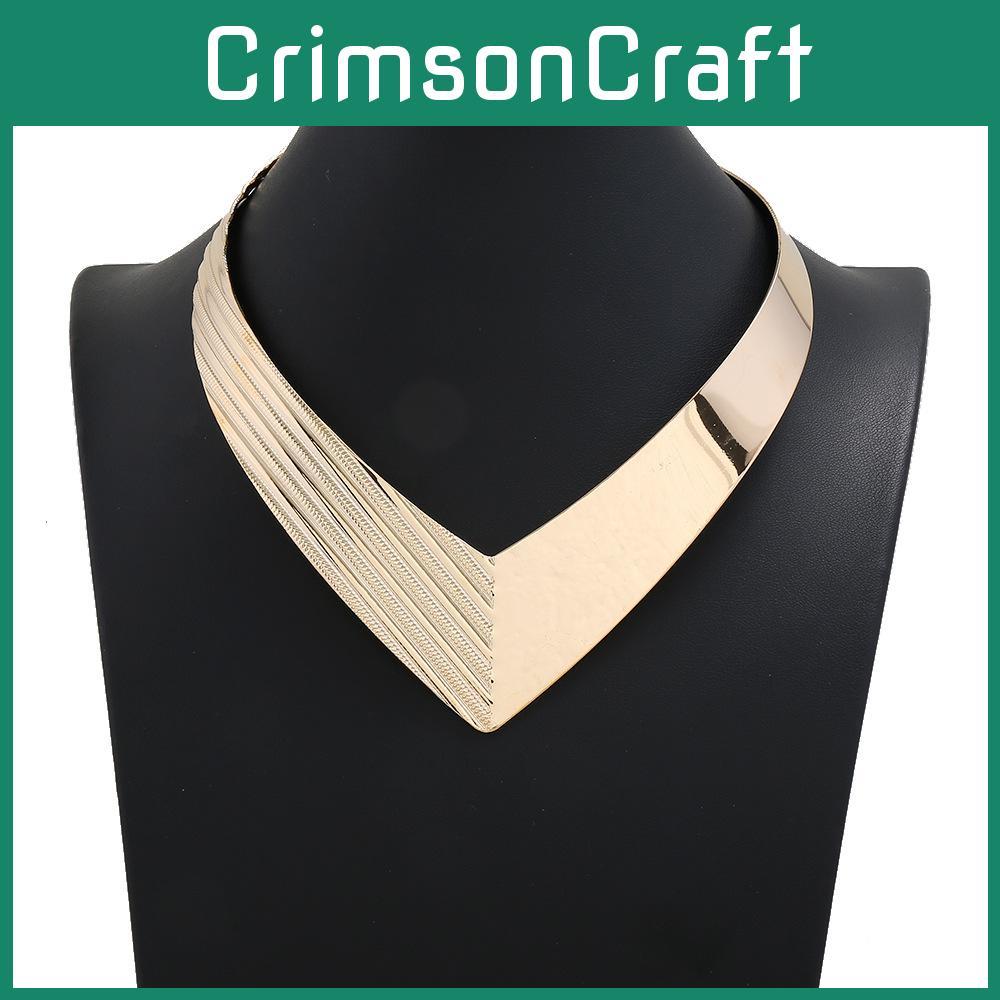 Fashion V Shaped Metal Women Collar Necklace With Geometric Design For Trendy Womens Jewelry