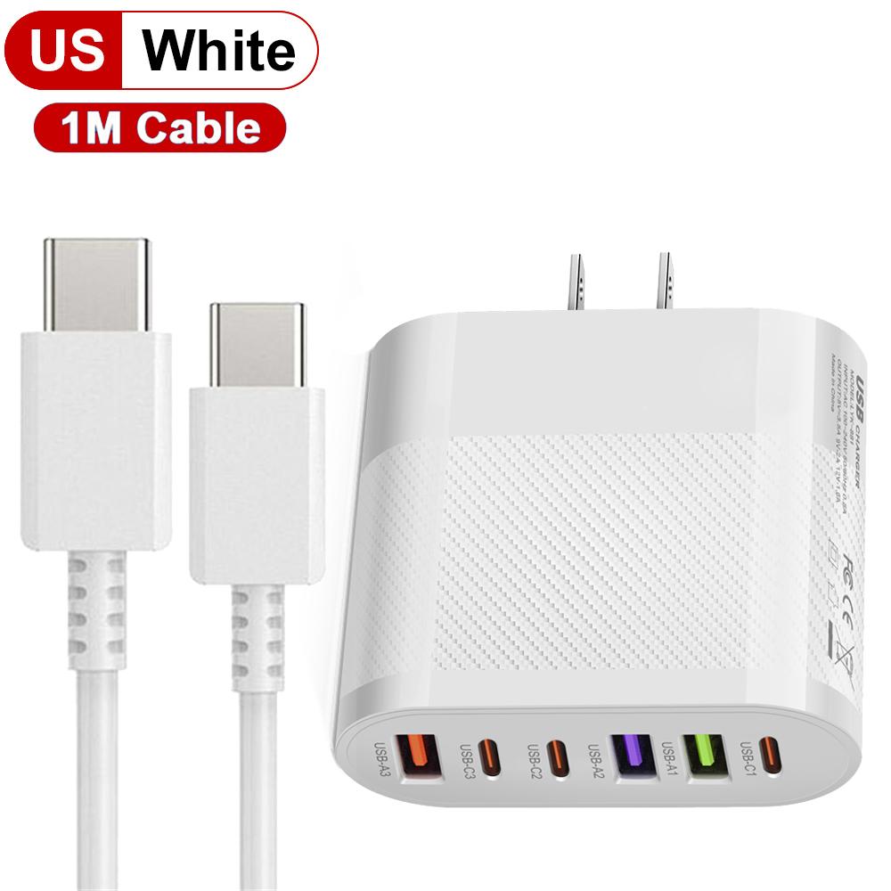 Всего 65 Вт USB зарядное устройство 6 портов быстрая зарядка 3.0 PD тип C настенное зарядное устройство многопортовый телефон зарядное устройство адаптер для iPhone Xiaomi Samsung