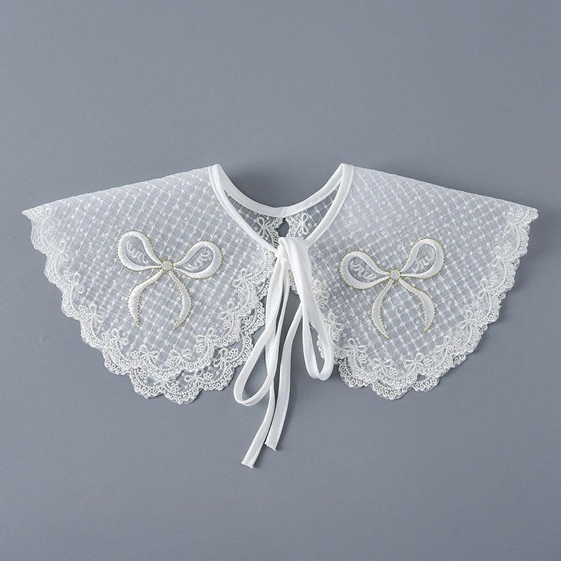 Fashion Scarf Fake Collar Shirt Women Detachable Collar Lace Neckline Women False Collar Tie White Faux Col Clothes Accessories