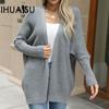 Women's Knitwear Autumn and Winter Knitted Cardigan Loose Solid Colour Jumper