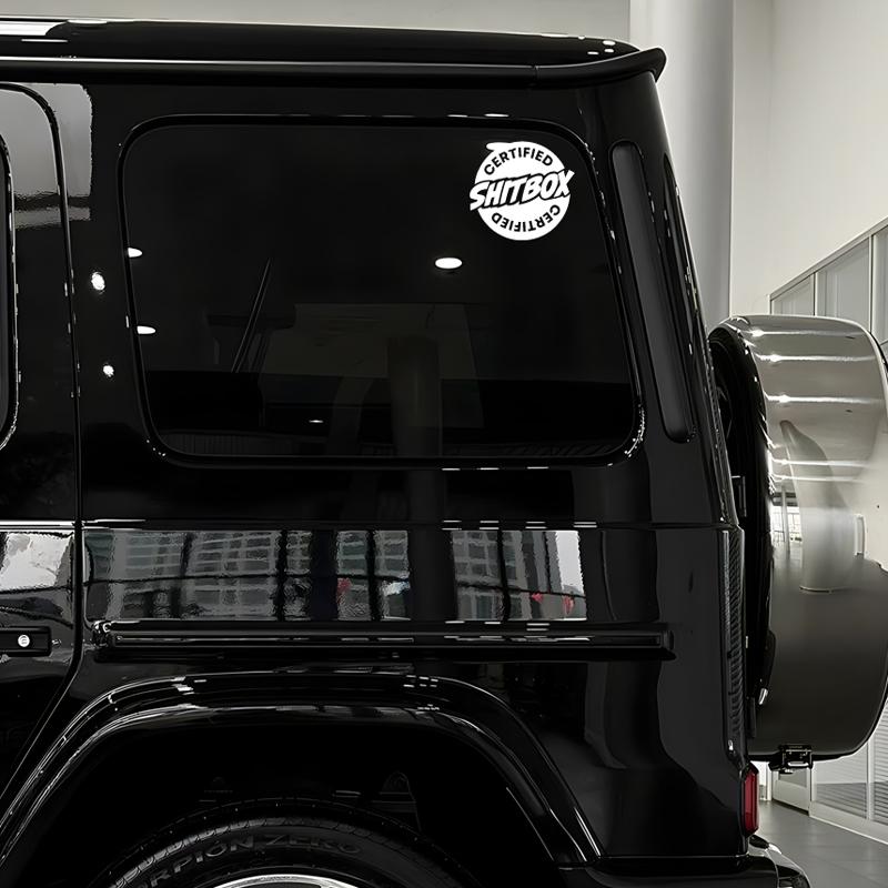 “SHITBOX CERTIFIED”stickers,Durable & Weather-Resistant Vehicle Accessory,Perfect for Adding a Touch of Humor to Your Car!