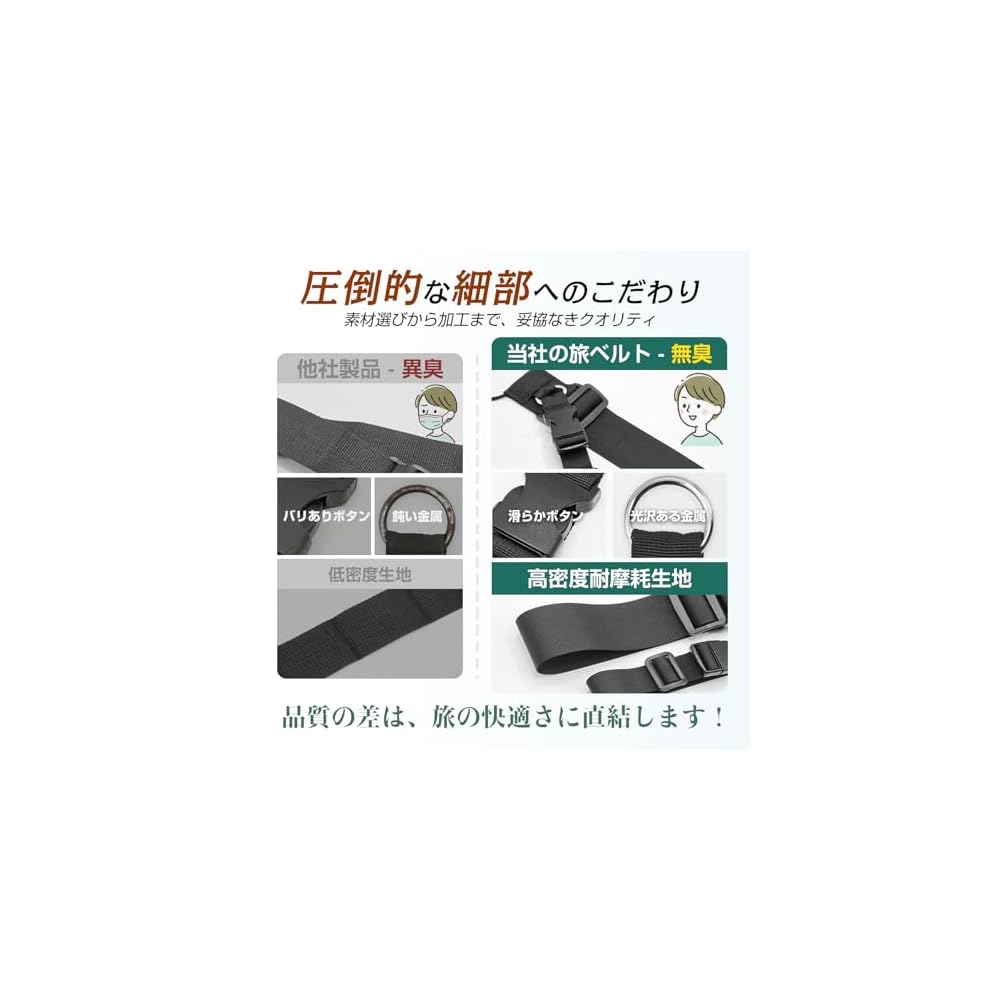 AIBOO Suitcase Belt, Carry-on Belt, Bag Securing Belt, Luggage Securing Band, 4-Piece Set (2 Sets),