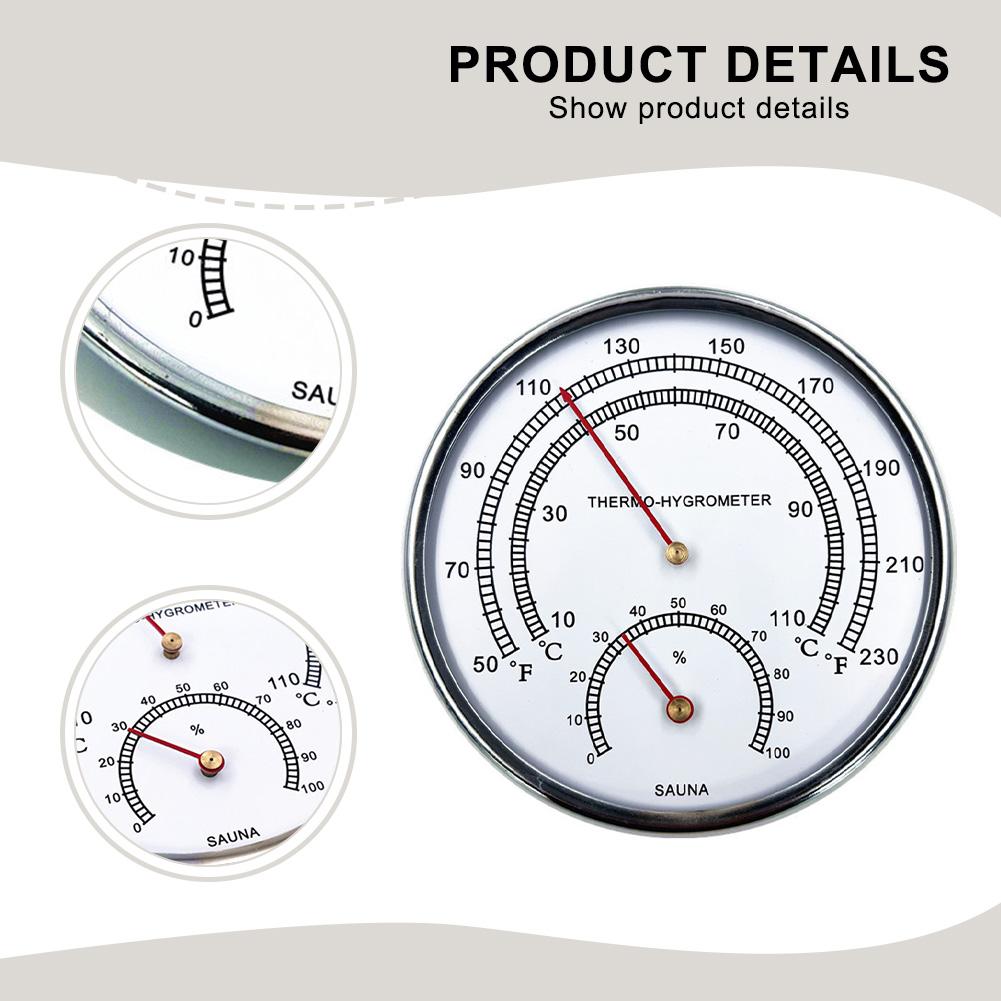 2 In 1 Digital Thermometer Hygrometer Sauna Fahrenheit Thermometer Hygrometer Large Silver-Rimmed Temperature Gauge