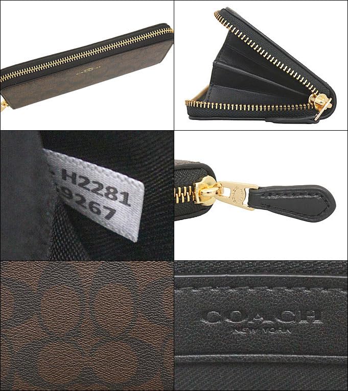 Coach Кошелек F59267 59267 коричневый x черный роскошный фирменный из ПВХ-кожи тонкий гармошка на молнии для женщин [Coach] (Длинный кошелек) [Товар аутлета] [Бренд]