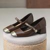 Color matching small square head single shoes women's shoes versatile thick heel shoes light mouth Mary Jane shoes one-word buckle new leather shoes