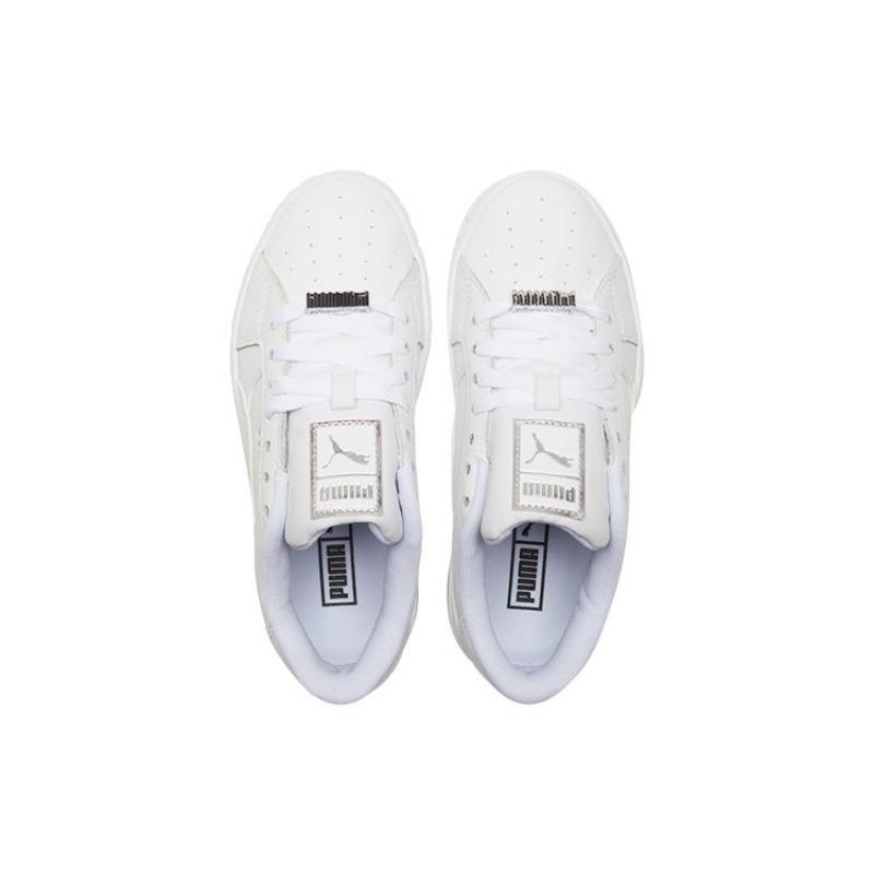 PUMA Cali Star Metallic Women Top-Grain Leather & Synthetic Leather Retro Low-top Skate Shoes White Silver 380219-01
