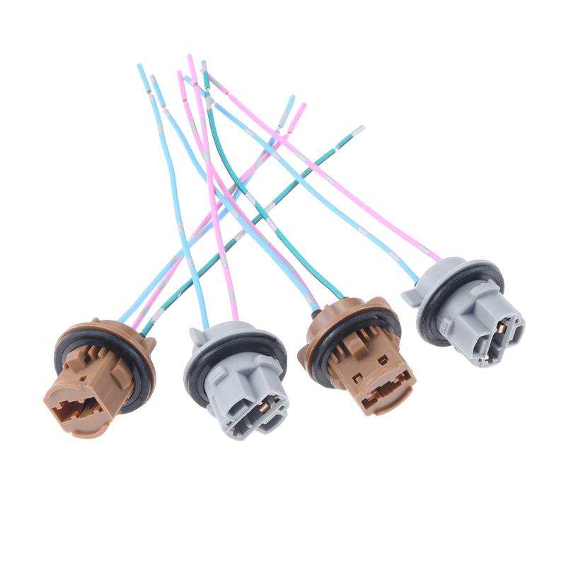 2Pcs T20 7443 W21/5W 7440 W21W Car Socket Adapter Base Female Plug Connect Wiring for Car Brake Lamp DRL Lamp Plastic+Wire
