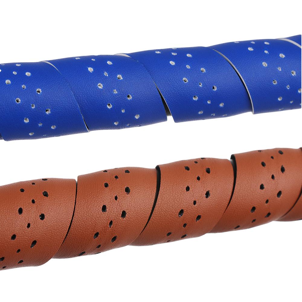 Breathable Bicycle Handlebar Tape PU Leather With 2 Plugs Bike Accessories Bike Perforated Belt