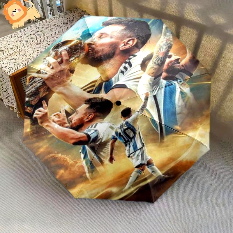 Lionel Messi: Art Football Folding umbrella durable 8 paraphenoid bones outdoor Umbrella travel