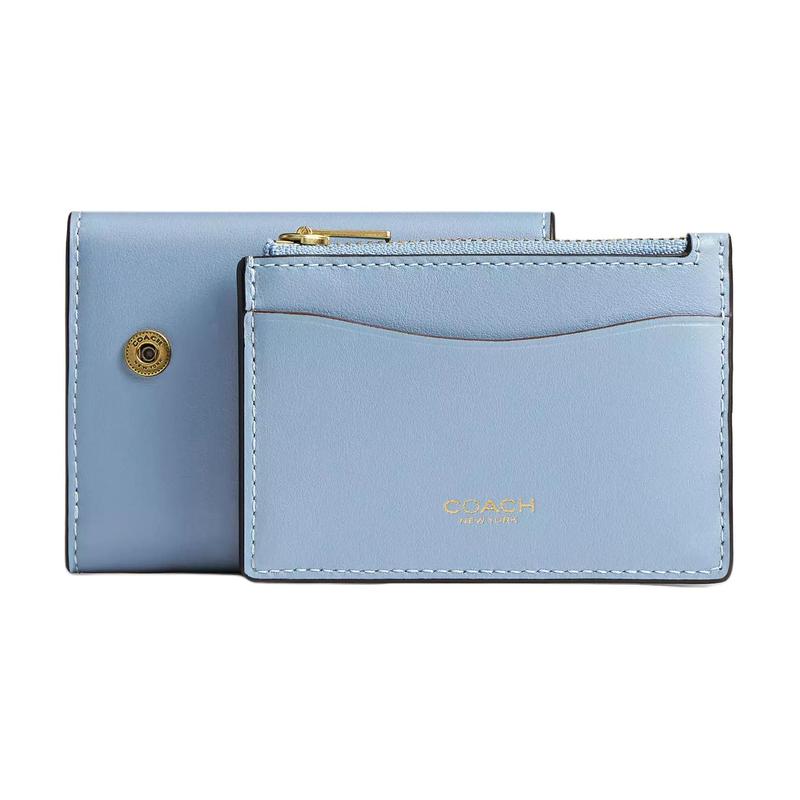 Coach Основной 10 Фирменная фурнитура Съемный держатель для карт Кожаный кошелек Женский Синий blue