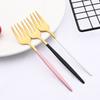 Набор из 6 мини-вилок для фруктового торта, закуски, набор из нержавеющей стали для чая, фруктовая вилка, десертная вилка, зеркальная золотая маленькая вилка для салата, столовая посуда