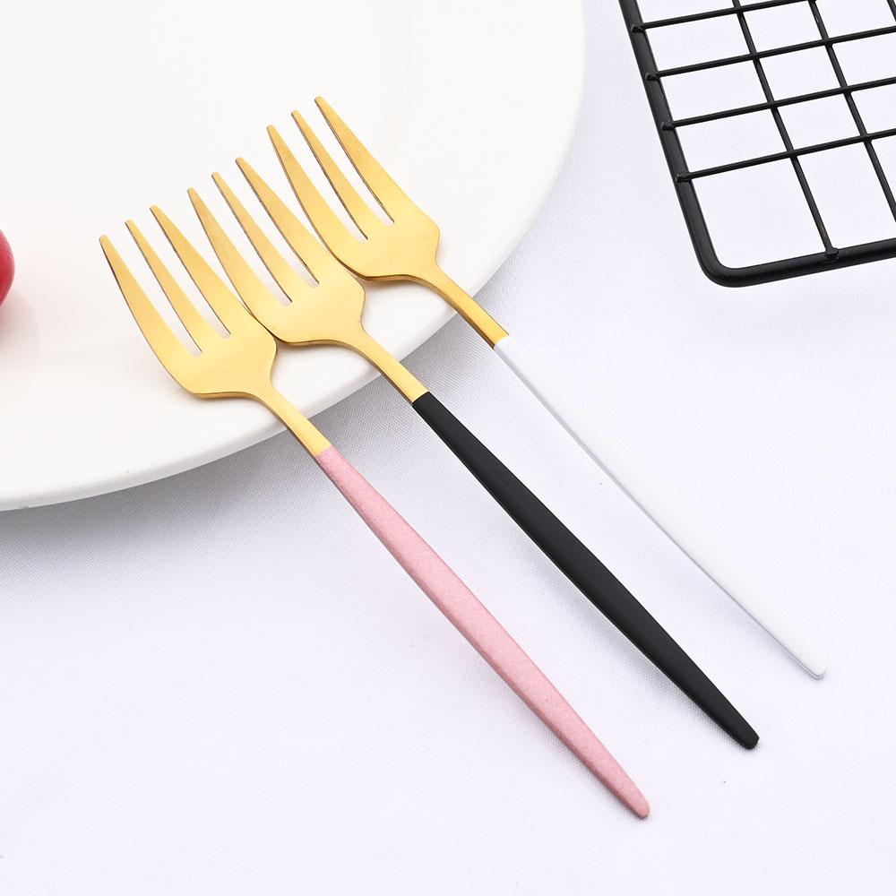 Набор из 6 мини-вилок для фруктового торта, закуски, набор из нержавеющей стали для чая, фруктовая вилка, десертная вилка, зеркальная золотая маленькая вилка для салата, столовая посуда