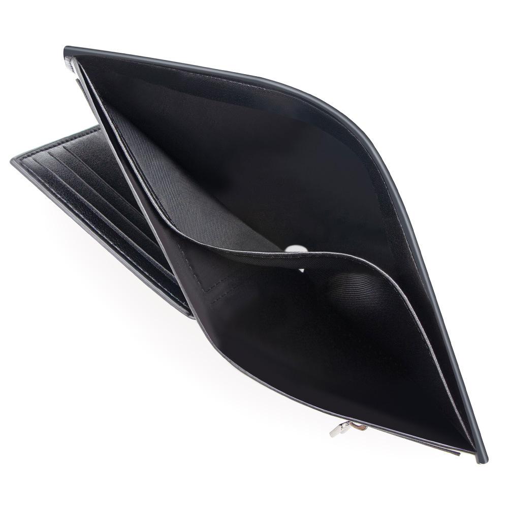 Мужской кошелек-бифолд через границу с множеством отделений для карт и карманом для монет - Высококлассный деловой стиль