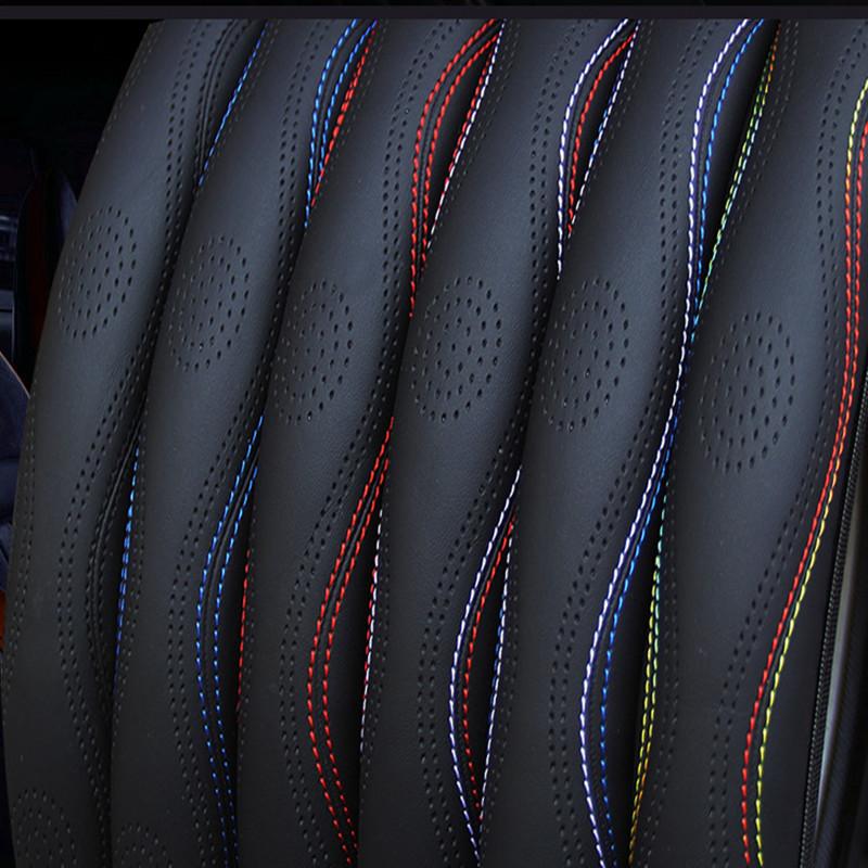 Дышащий кожаный чехол с тиснением на руль автомобиля для универсального диаметра 38 см для автомобильных аксессуаров для интерьера