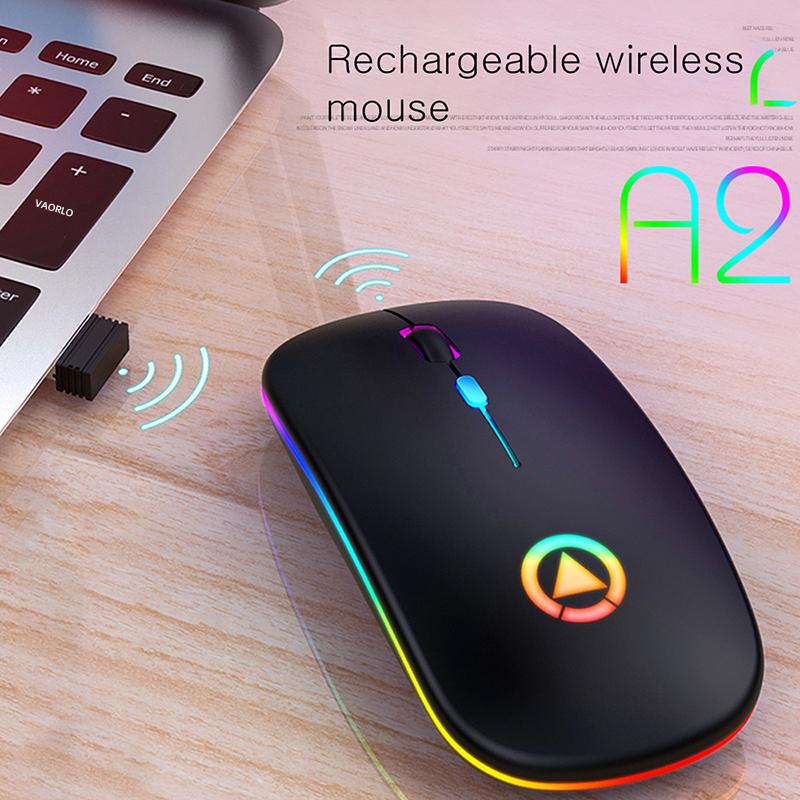 VAORLO 2.4G RGB Wireless Mouse Computer Mouse Silent Ergonomic Rechargeable Mice with LED Optical Backlit USB Mice for PC Laptop
