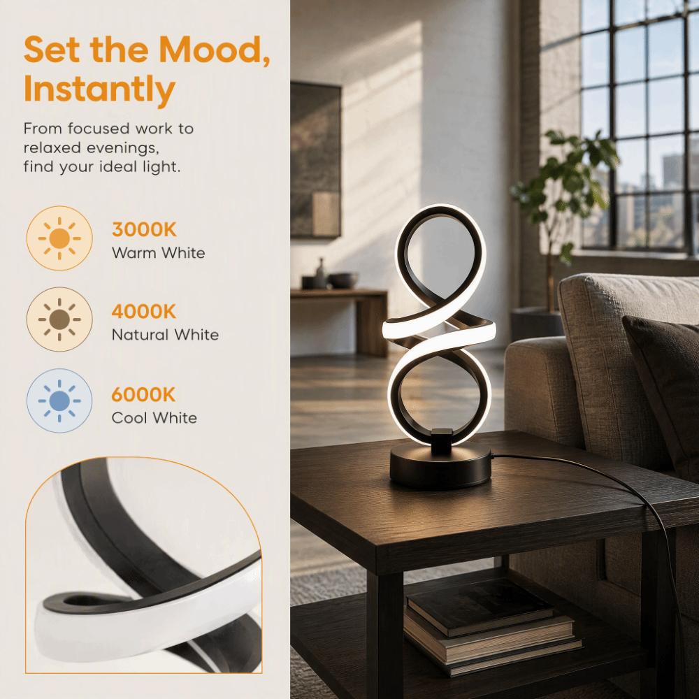 Dimmable Brightness LED Desk Lamp 8W Nightstand Lamp Portable Bedside Lamp  Bedroom