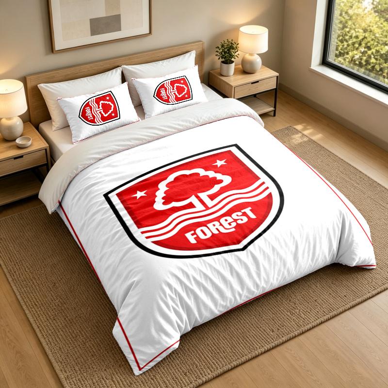 3-Piece Bed Sheet Set with Nottingham Forest Design, 1 Flat Sheet and 2 Pillowcases for Bedroom