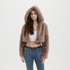 Autumn and winter imitation fur jacket women's short European and American splicing hooded jacket