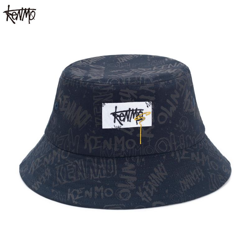 Kemer pure cotton fisherman hat trendy brand full printed logo basin hat summer women's breathable sun shading hat