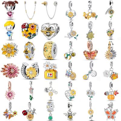 Новый - Продажа Парфюм Серии Золотой Подсолнух Шарм Пчела Бабочка Модный Кулон Подходит Оригинальный Женский Браслет Ювелирный Подарок