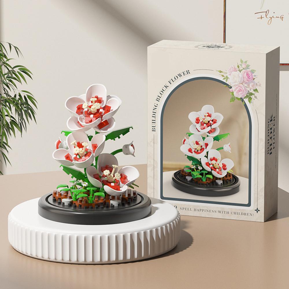 DOUBUILT Вечная витрина для букета Микро строительный блок MOC Модель цветка Сделай сам Украшение для дома и стола Растение Кирпичный конструктор для детей