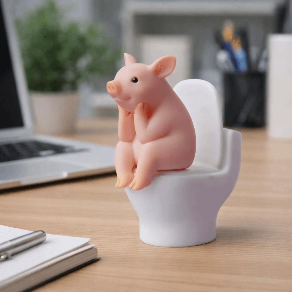 Cartoon Pig Desktop Ornaments PVC Toilet Frog Ornaments Wall Decor Toilet Pig Decoration Gag Gift