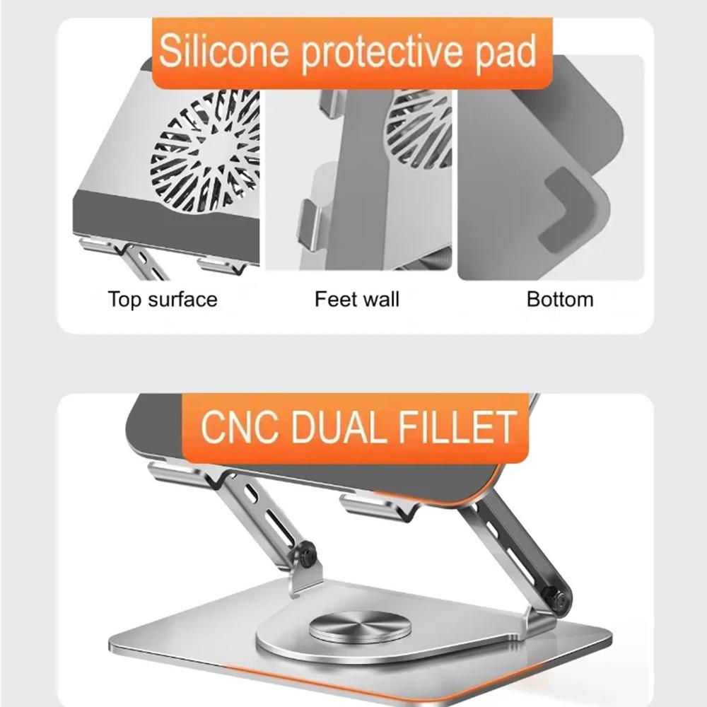 Carbon Steel Laptop Stand with RGB Light Fan 360 Degree Rotation Gaming Office Cooling Bracket