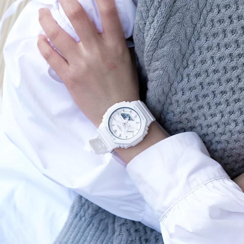 Casio G-SHOCK WOMAN Trendy Fashion Quartz Movement Resin Strap Japanese and Korean Watch Women's Watch White Dial GMA-S2100-7APR